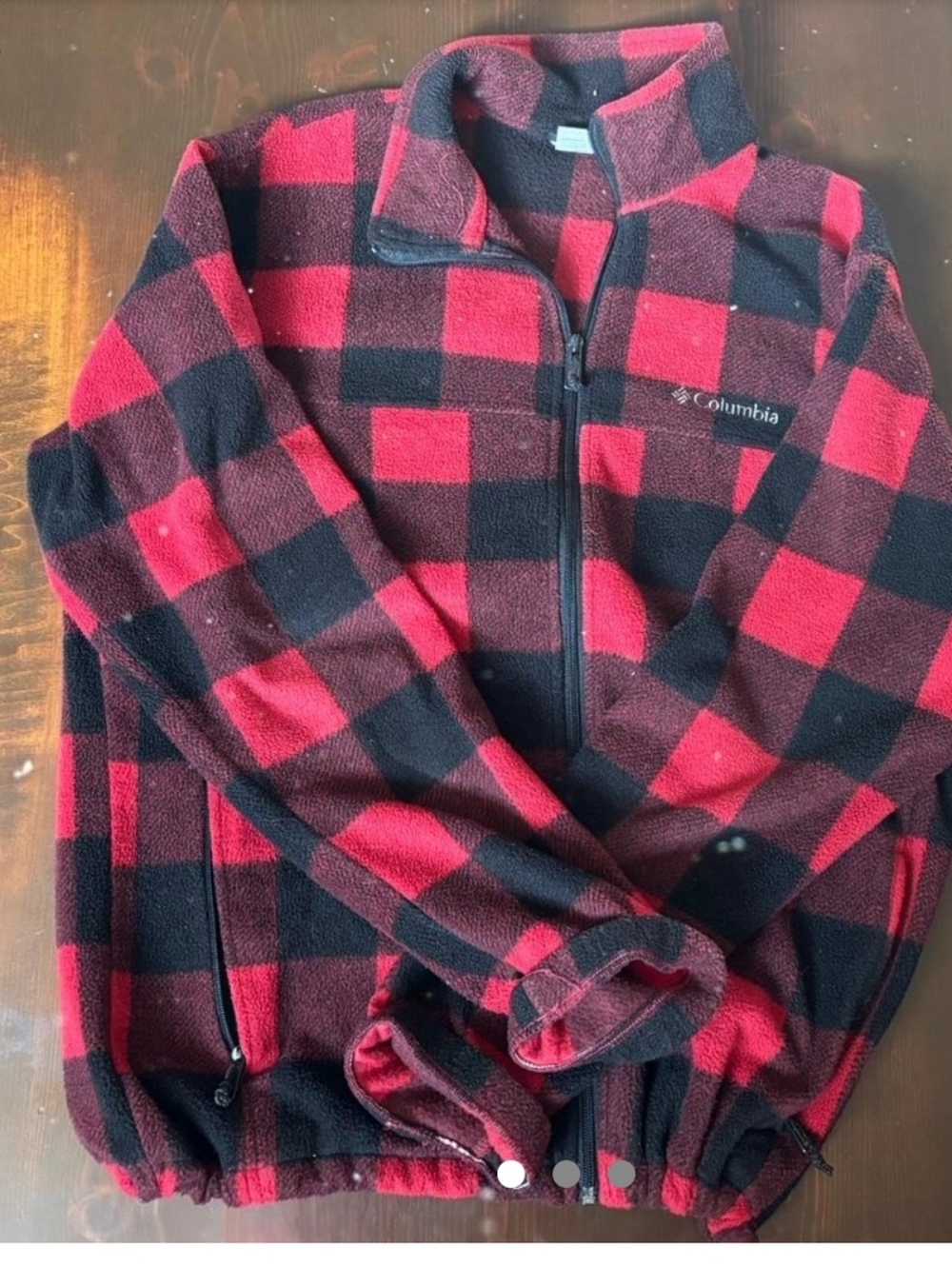 Columbia Women's Red and Black Buffalo Plaid Zip Fleece Size Med